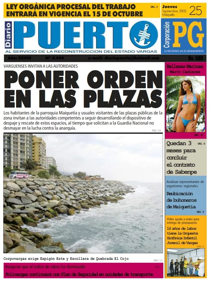 Diario Puerto | Año XXVII No 4.994 Jueves 25 de Septiembre del 2003